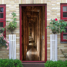 Load image into Gallery viewer, Retro Wooden Door Stickers PVC Waterproof Wallpaper For Doors Living Room Bedroom Home Decor Mural DIY Renovation Decal 90x200cm